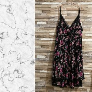 Torrid Fit & Flare Black Floral Dress